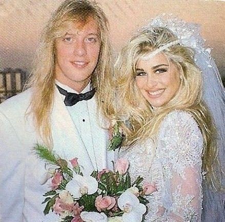 Jani Lane & Bobbie Brown’s Wedding. #janilane #janilaneofficial #janilaneforever #bobbiebrown #80s #80sweddings #80srockstars… Bobbie Jean Brown, Glam Rock Hair, Brown Wedding Dress, Jani Lane, 80s Wedding, Bobbie Brown, Hair Metal Bands, 80s Hair Bands, Rock Hairstyles