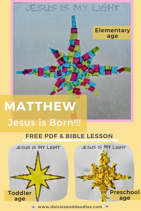 Listen to the true Bible story of the birth of Jesus and make one of these stars. Activities vary in difficulty based on child's age. Stars Activities, Jesus Preschool, Nativity Activity, Jesus Is Born, Christmas Sunday School, Nativity Star, Jesus Crafts, Digging Deeper, Christmas Lesson