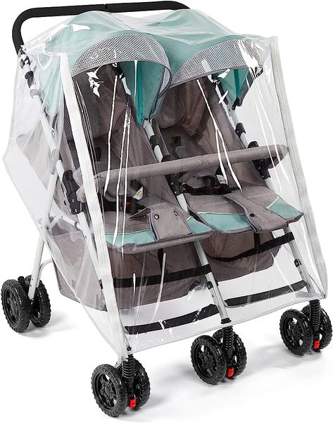 This double stroller rain cover is specially designed to provide an all-round protection to keep your babies from rain, wind, snow, cold as well as dust when outdoors. No need to worry about sudden change of the weather any more. A must have for parents to go out with their babies and give them full care. Stroller Rain Cover, Twin Strollers, Baby Stroller Accessories, Stroller Cover, Double Strollers, Practical Bag, Travel System, Rain Cover, Baby Comforter