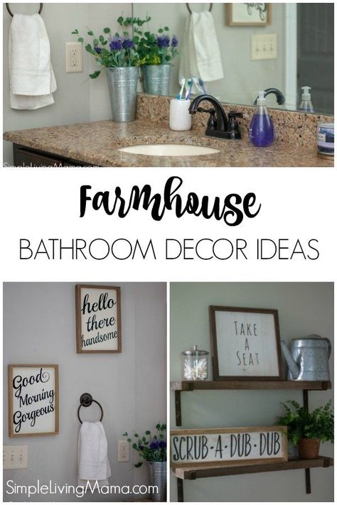 Farmhouse Bathroom Signs, Farmhouse Bathroom Decor Ideas, Wallpaper Bathroom, Homemaking Tips, Entryway Table Decor, Grey Bathroom, Modern Farmhouse Bathroom, Decor Quotes, White Shower Curtain