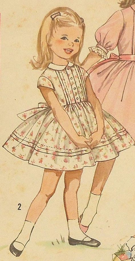 Vintage Sewing Patterns Children, Robe Diy, Vintage Kids Fashion, Party Dress Patterns, Vintage Childrens Clothing, Patron Vintage, Vintage Kids Clothes, Seni Vintage, Vintage Girls Dresses