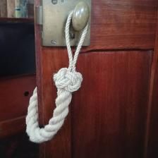 Door Stopper Diy, Door Slamming, Nautical Curtains, Door Slam, Small Curtains, Doorknob Hangers, Victorian Door, Rope Knots, Nautical Rope