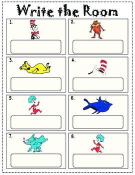 2 FREE Write the Room activities. (1) Search the Room finding 1st grade sight words. (2) Write the Room (Cat in the Hat). Sneeches Dr Seuss, Dr Seuss Kindergarten, 1st Grade Sight Words, Dr Seuss Preschool, Dr Seuss Classroom, Room Activities, Dr Seuss Activities, Dr Seuss Crafts, Seuss Classroom