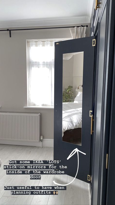 Mirror On Closet Door Diy, Mirror Inside Closet Door, Decorating Wardrobe Doors, Mirror Inside Wardrobe Door, Ikea Wardrobe Mirror, Mirror Inside Wardrobe, Ikea Pax Mirror, Mirrored Wardrobe Doors, Old House Design