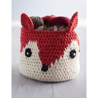 Woodland Crochet Round-Up - Free Crochet Patterns - Maria's Blue Crayon Fox Basket, Crocheted Basket, Yarn Basket, Crochet Storage Baskets, Crocheted Fox Pattern, Crochet Storage, Pola Amigurumi, Crochet Basket Pattern, Fox Pattern