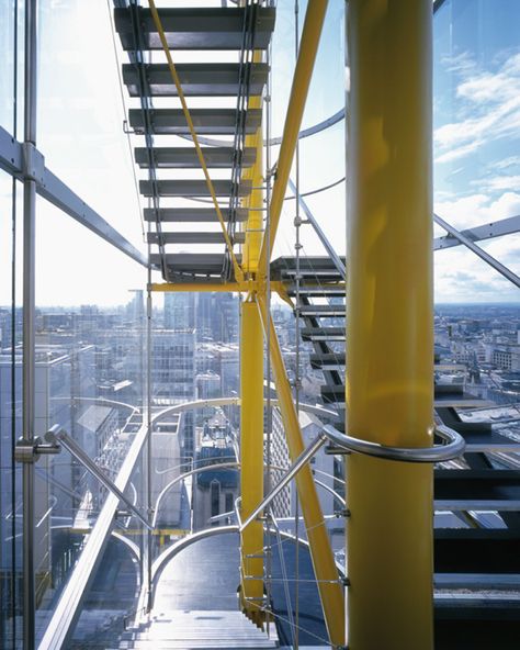 Structural Expressionism, Co Housing, Industrial Office Design, London Wall, Container Architecture, Stair Handrail, Outdoor Stairs, Space Architecture, Architecture Photo