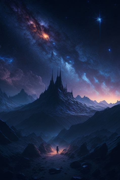 Fantasy Night Landscape, Fantasy Night, Background Scenery, Night Skyline, Twinkling Stars, Landscape Concept, Beautiful Background, Night Landscape, Fantasy Aesthetic