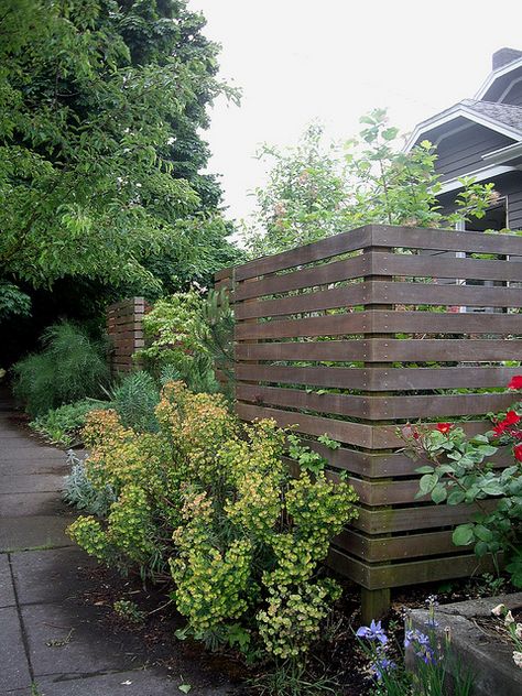 NE 33rd Ave fence | Flickr - Photo Sharing! Neighborhood Walk, Diy Planters Outdoor, Privacy Panels, Front Yard Fence, Modern Backyard, Outdoor Inspirations, Diy Planters, Garden Structures, Ground Cover