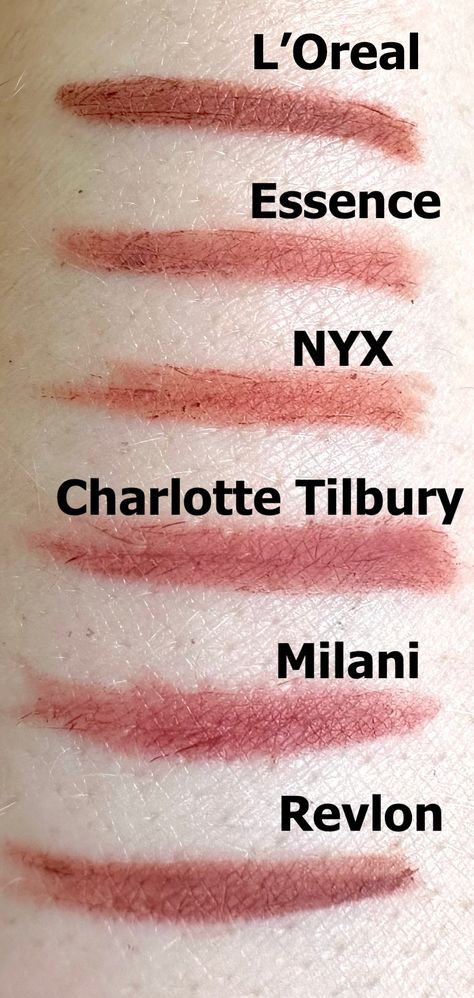 Charlotte Tilbury Pillow Talk Lip Liner Dupes (With Swatches) - A Beauty Edit Revlon Lipstick Swatches, Pillow Talk Lip Liner, Charlotte Tilbury Pillow Talk Lipstick, Nyx Slim Lip Pencil, Best Lip Liners, Nyx Lip Liner, Pillow Talk Lipstick, Charlotte Tilbury Lipstick, Charlotte Tilbury Pillow Talk