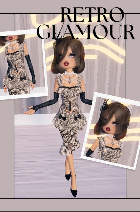 Dress to impress : Retro glamour ★ Retro Re Vival Dress To Impress, Dti Inspo Retro Glamour, Dti Theme Retro Glamour, Retro Glamour Dti Outfit, Dress To Impress Theme Retro Glamour, Retro Rival Dress To Impress, Retro Glamour Dress To Impress Outfit, Retro Style Dti Outfits, Dti Retro Glamour Theme Outfit