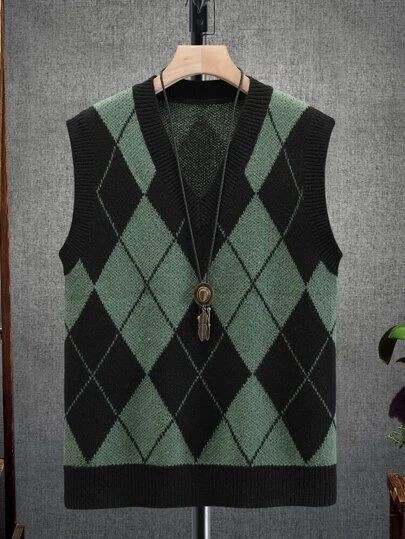 Sweater Vest Outfit Mens, Pattern Sweater Vest, Vest Outfits Men, Men Knitwear, Guys Fashion Casual, Cute Sweater Outfits, Sweater Vest Mens, Classy Outfits Men, Preppy Men