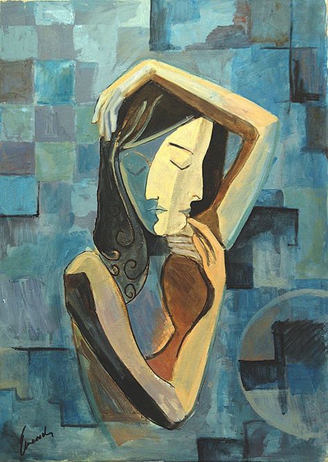 Hotel Painting Art, Conceptual Art Painting, Cubist Paintings, Cubist Art, Cubism Art, Music Painting, Painting Home Decor, Soyut Sanat Tabloları, Painting Home