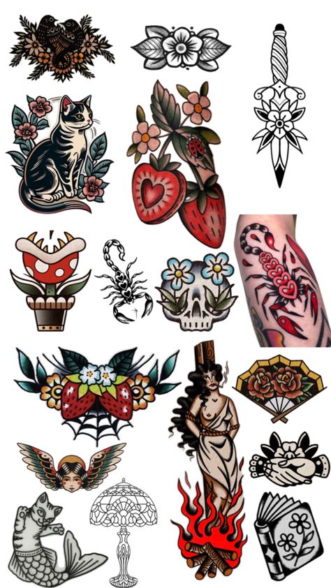 Traditional Tattoo Inspiration, Traditional Tattoo Sleeve, Cute Little Tattoos, Traditional Tattoo Design, Traditional Tattoo Art, Tattoo Style Drawings, Tattoo Portfolio, Tattoo Project, Tattoo Illustration