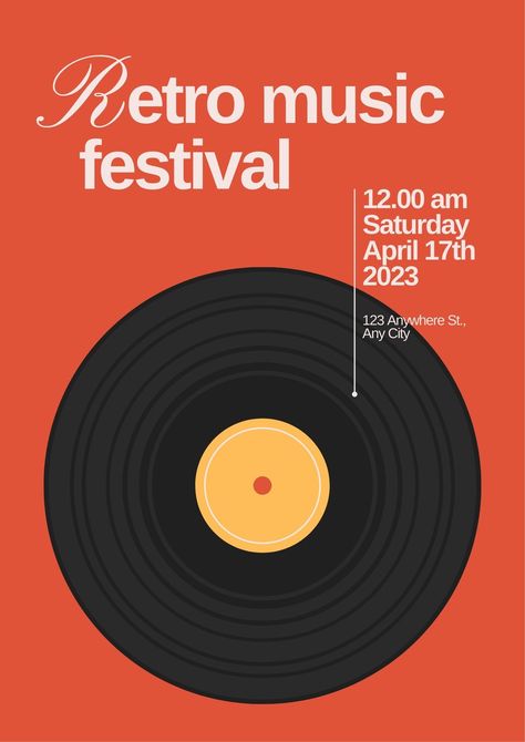 Orange Minimalist Retro Music Festival Poster - Templates by Canva Orange Minimalist, Graphic Design Typography Poster, Minimalistic Poster, Minimalist Graphic Design, Minimalist Retro, Music Festival Poster, Festival Poster, Poster Templates, Festival Posters