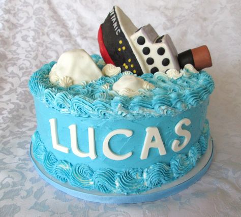 Titanic Cakes For Kids, Titanic Cupcakes, Titanic Cake Ideas, Titanic Birthday Cake, Rory Birthday, Titanic Cake, Titanic Birthday, Titanic Party, Durian Cake