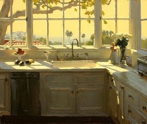 Interior Paintings, Retro Interior, Ethereal Art, Classical Art, Interior Art, Pretty Art, Impressionism, Classic Art, Kitchen Sink