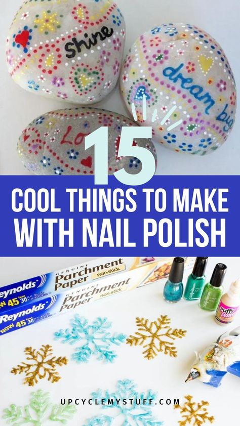 Check out these nail polish craft ideas for fall and winter! Nail polish marbling is a quick and easy way to create art with nail polish. Teens and adults alike will love these nail polish marble crafts. From DIY Christmas baubles to holiday decor, these crafts are perfect for cold winter days. Repurpose old nail polish into festive nail polish art crafts that brighten up any space! Art With Nail Polish, Nail Polish Gift Ideas, Nail Polish Art Crafts, Craft Ideas For Fall, Creative Things To Make, Marble Crafts, Diy Christmas Baubles, Nail Polish Crafts Diy, Nail Polish Marbling