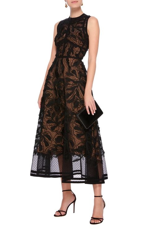 Elie Saab Black Lace Dress, Elie Saab Midi Dress, Cocktail Dress Outfit Ideas, Beige And Black Dress, A Line Lace Dress, A Line Skirt Outfits, A Line Midi Dress, Black Lace Midi Dress, Mob Dresses