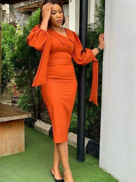 Cocktail Dress Ideas, Orange Couture, Burgundy Dress Fall, Classy Cocktail Dress, Corporate Gowns, Simple Dress Styles, Curvy Casual Outfits, Cocktail Dress Classy, Corporate Dress