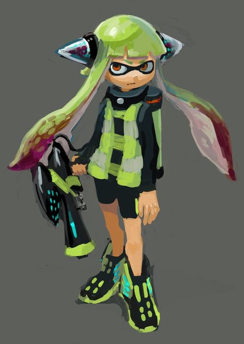 Happy Mask, Agent 3, Of Ideas, Splatoon, Mask, Green, Hair