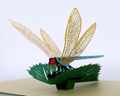 CUTPOPUP 3D Dragonfly Pop up Greeting Cards, Impressive Details, Vivid Color &Charming ,Includes Envelope & Bag, Eco-Friendly Colors, 15 x 15 cm, Be it Holidays, Birthdays, Anniversaries Pop Up Tunnel, 3d Dragonfly, Tunnel Cards, Craft Sculpture, Pop Up 3d, 3d Birthday Card, Pop Up Greeting Cards, 3d Paper Art, Paper Pop