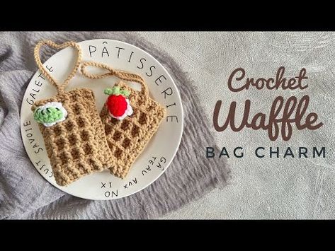 (220) Crochet Waffle Bag Charm 🧇 (can be use as a pouch too!) | DIY Cute Card Wallet Ideas 🧇 - YouTube Crochet Waffle Bag, Crochet Bag Charm Pouch, Crochet Bags Aesthetic, Business Crochet, Waffle Crochet, Crochet Bag Charm, Crochet Waffle, Free Crochet Purse Patterns, Wallet Ideas