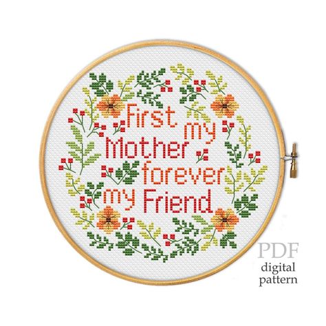 Mother forever my friend for cross stitch pattern gift for | Etsy Friend Cross Stitch, Mom Cross Stitch, Cross Stitch Family, Gift For Mom From Daughter, Cross Stitch Letters, Easy Cross, Cross Stitch Baby, Cute Cross Stitch, Simple Cross Stitch