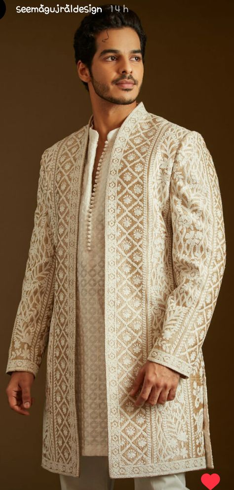 Nikah Dress Pakistani, Cream Pants Outfit, Pathani For Men, Indian Wedding Clothes For Men, Sherwani For Men Wedding, Mens Wear Wedding, Wedding Outfits For Groom, Haldi Outfits, Nikah Dress