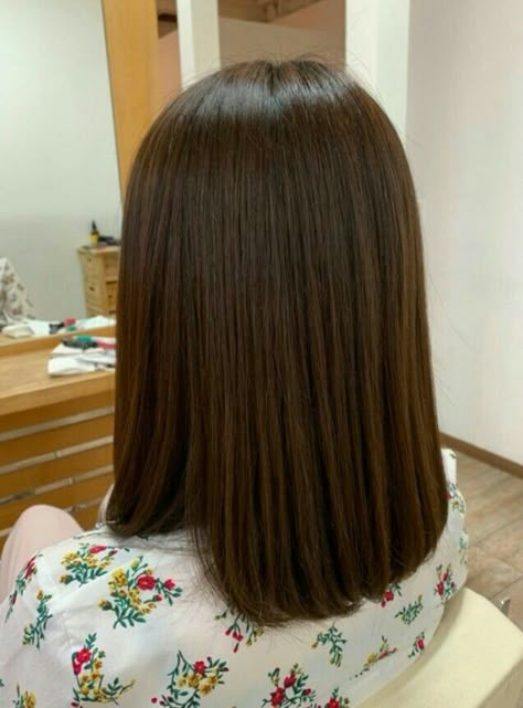 Long Bob From The Back, Square One Length Haircut, Full Bangs Long Hair, Cute Hairstyles Ideas, One Length Haircuts, One Length Hair, Balayage Long Hair, Perfect Blonde Hair, Dark Brunette Hair