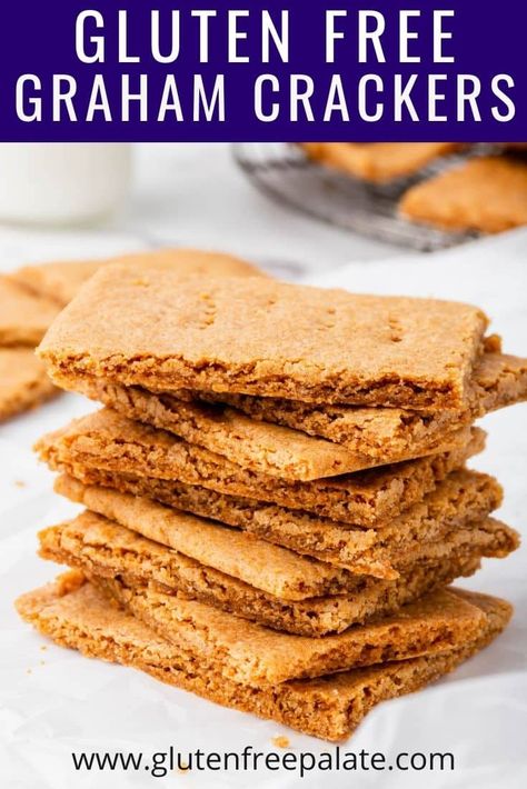 Gluten Free Graham Cracker Recipe, Gf Crust, Gf Graham Crackers, Graham Cracker Recipes, Gluten Free Graham Crackers, Gf Cookies, Biscuits Graham, Gluten Free Crackers, Homemade Graham Crackers