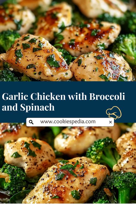 Looking for a crowd-pleasing dish that’s quick to make? Try this easy recipe for Garlic Chicken with Broccoli and Spinach! Packed with flavor and perfect for any party, this one-pan wonder combines tender chicken, fresh greens, and a touch of Parmesan. Simple to cook and sure to impress! 🥦🍗 #EasyRecipe #PartyFood Chicken With Green Onions, Chicken And Greens Recipes, Chicken Broccoli Spinach Recipe, Chicken Recipes For Diabetics Dinners, Arbonne Chicken Recipes, Chicken Broccoli Dishes, Chicken And Broccolini Recipes, Spinach And Broccoli Recipes, Chicken Breast And Broccoli Recipes