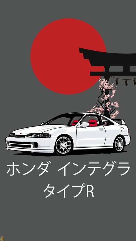 wallpaper de Honda Integra Type R 🔰 Honda Type R, Honda Civic Car, Honda Integra, Civic Car, Integra Type R, Automotive Illustration, Jdm Honda, R Wallpaper, Mobil Drift