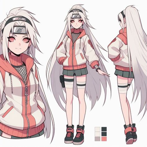 Naruto Style Clothing, Female Ninja Outfit Character Design, Ninja Outfit Female Design, Naruto Oc Ideas, Naruto Oc Female Outfit, Naruto Outfits Female Design, Anime Female Oc Character Design, Kunoichi Naruto Oc, Anime Outfits Female