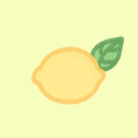 Cute Drawings Of Fruit, Lemon Cute Drawing, Lemon Aesthetic Art, Cute Lemon Drawing, Cute Food Drawings Easy, Cute Yellow Icons, Yellow Doodles, Lemon Doodle, Lemon Cute