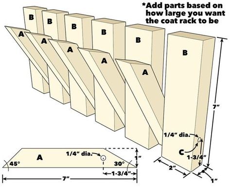 Simple Coat Rack, Simple Coat, Diy Coat Rack, Diy Coat, Modern Coat Rack, Handyman Projects, Diy Holz, Hat Rack, Furniture Plans Free