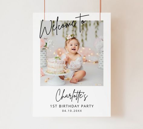 Crafting Milestones: Personalized First Birthday Sign Ideas First Birthday Welcome Board, Welcome Board For Birthday Party, 1st Birthday Welcome Board, Easel Ideas, Entrance Board, 1st Birthday Welcome Sign, 1st Birthday Poster, First Birthday Welcome Sign, 1st Birthday Sign