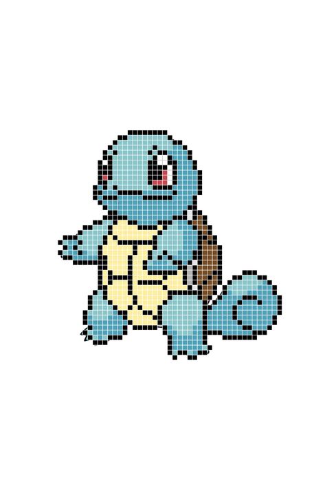 Squirtle Perler Fuse Bead Pixel Pattern Squirtle Perler Bead Pattern, Squirtle Perler Beads, Pixel Art Paper Sheet, Squirtle Perler, Pixel Art Pattern Pokemon, Hama Beads Patterns Pokemon, Pokemon Beads Pattern, Pixel Art Items, Perler Bead Patterns Pokemon