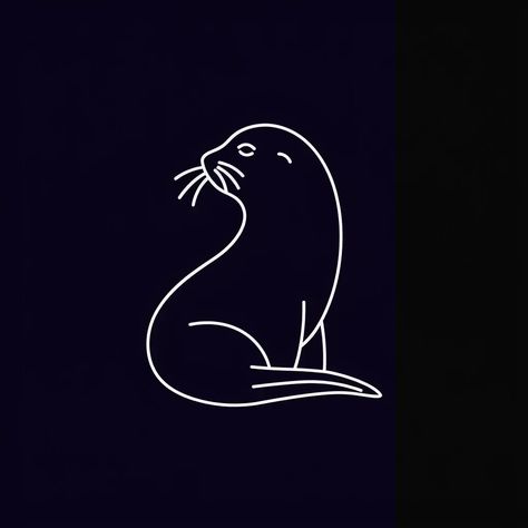 Full Color Image in ai-img-gen.com 🔸 minimal abstracted line art of a seal, flat design, minimalist, reduced, vector logo --ar 1:1 --styl... 🔸 From Midjourney AI Image Stylized Drawing, Simple Line Drawing, Simple Line Drawings, A Seal, Color Image, Line Art Design, Design Minimalist, Dark Blue Background, Dark Background