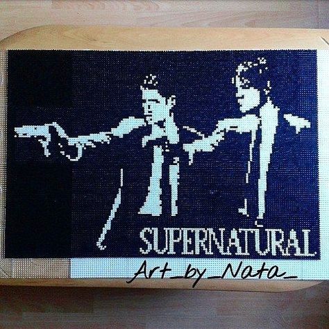 Supernatural Sam And Dean, Fun And Easy Diys, Sam And Dean, Supernatural Art, Perler Art, Sam And Dean Winchester, Supernatural Sam, Bead Pattern, Perler Beads Designs