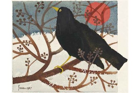 Mary Fedden, Vogel Silhouette, Charity Christmas Cards, Artist Card, Irish Art, Bird Supplies, Watercolor Trees, London Art, Blackbird