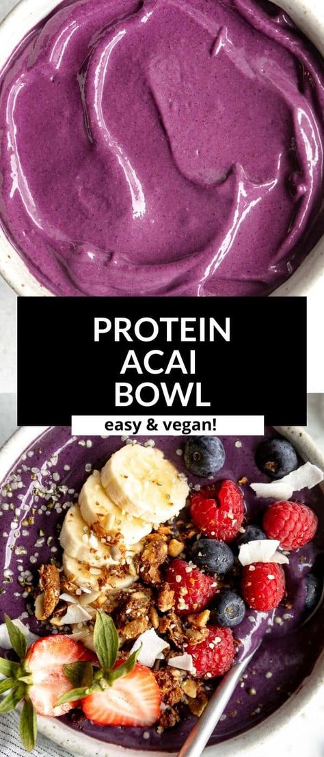 Protein Smoothie Bowl Recipe, Acai Bowl Recipe Easy, Acai Recipes, Smoothie Bowls Recipe Easy, Acai Bowl Recipe, Bowl Recipes Easy, Protein Smoothie Bowl, Power Bowl Recipe, 20g Of Protein