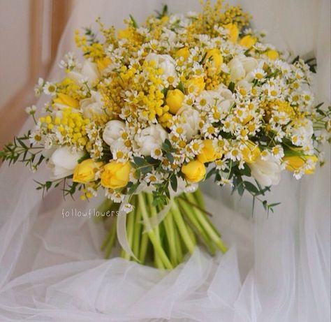 Mimosa Flower Bouquet, Yellow Tulips Bouquet, White And Yellow Bouquet, Mimosa Bouquet, Crysanthemum Flower, Tulip Bouquet Wedding, Yellow Flowers Bouquet, Yellow Mimosa, Elopement Venues