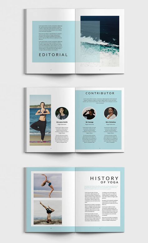 Minimalist Book, Yoga Books, Yoga Design, Booklet Design, Book Layout, Brochure Design Template, Brochure Design, Brochure Template, Namaste