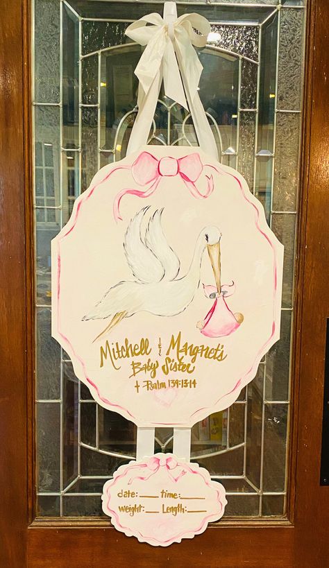 Baby Girl Door Sign, Stork Door Hanger, Door Hangers For Baby Girl, Baby Door Hangers For Hospital, How To Make Door Hangers, Baby Door Hangers Girl, Baby Girl Door Hanger For Hospital, Baby Door Hanger For Hospital, Cute Boy Nursery