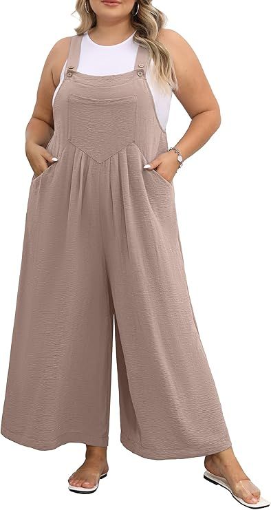 for Women Wide Leg Casual Summer Rompers Adjustable Loose fit Overalls Jumper with Pockets Grandmacore Fashion, Casual Summer Rompers, Overalls Summer, Summer Rompers, Amazon Top, Jumpsuit For Women, Plus Size Fall, Plus Size Romper, Plus Size Jumpsuit