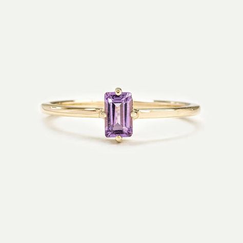 0.30CT Emerald Cut Amethyst Ring, 14k Solid Gold Ring, Dainty Amethyst Ring, February Birthstone Rin White Gold Ruby Ring, Gold Leaf Rings, Gemstone Diamond Ring, Ruby Ring Gold, Simple Band, Ruby Engagement Ring, Leaf Jewelry, Gold Ring Stack, Rose Engagement Ring