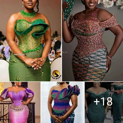 Modern Kente dress styles - Traditional Kente dress designs Ankara Kente Dress Styles, Kente Ankara Styles, Traditional Kente Styles For Engagement, Kente Top Styles, Short Kente Dress Styles, Beaded Kente Styles, Ghana Kente Styles Traditional Weddings, African Kente Styles, Kente And Lace Combination Styles