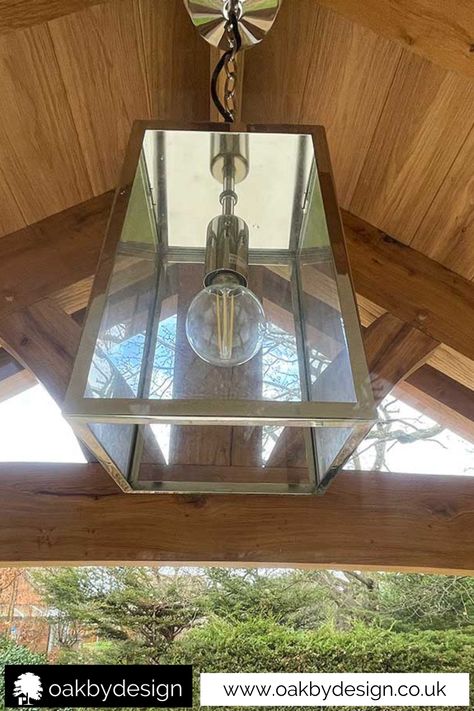 Pendant Front Porch Light, Oak Porch Lighting Ideas, Oak Porches, Porch Pendant Light, Oak Porch, Porch Light Fixtures, Front Porch Lighting, Porch Lights, Front Wall