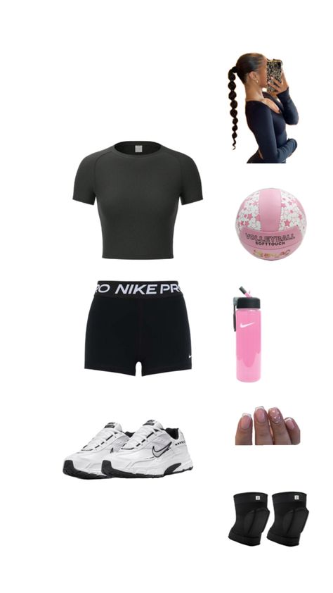 Volleyball outfit Volleyball Girls Outfits, Cute Volleyball Outfits, Volleyball Outfit, Volleyball Wallpaper, Fitness Wear Outfits, Volleyball Outfits, Simple Trendy Outfits, Workout Wear, Aesthetic Outfits