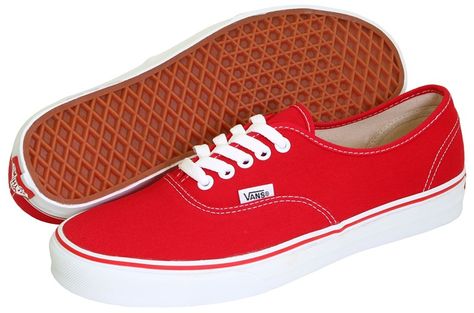 Red Vans Shoes, Red Vans, Vans Style, Red Shop, Vans Shop, Leather Shoes Woman, Best Sneakers, Vans Authentic, Classic Sneakers